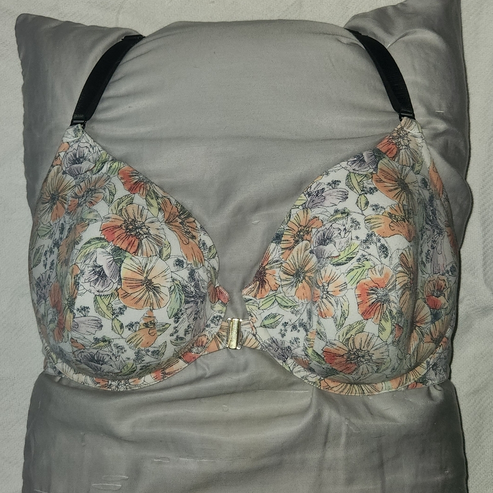 Cacique Floral Front Closure Bra Plunge Racerback